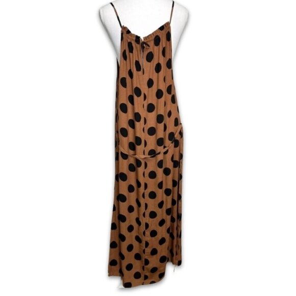 Long Tall Sally Halter Dress Sleeveless Polka Dot Design Black & Tan W 4 BNWT - Picture 3 of 11